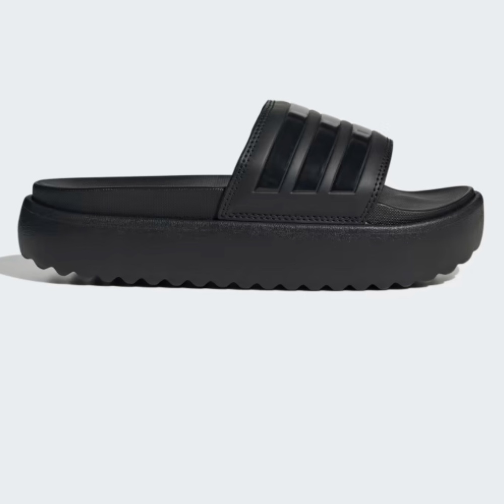 NWB- ADILETTE PLATFORM UNISEX 'S SLIDES / CORE BLACK /CORE BLACK - SIZE M5 - W6